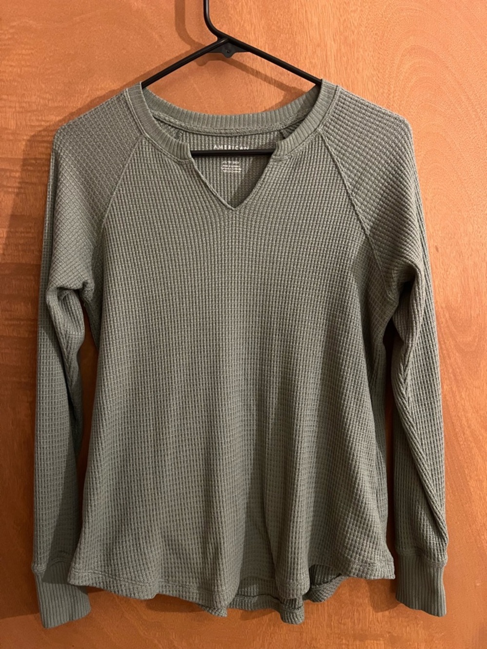 American Eagle Waffle Knit V-Neck Top